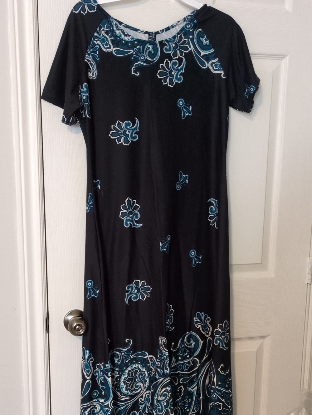 Black Floral Maxi Dress with Teal Accents